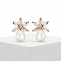 CUBIC ZIRCONIA COLLECTION - CHIC GEM EARRINGS - CZER855 GOLD