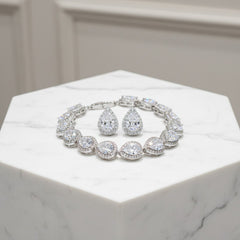 CUBIC ZIRCONIA COLLECTION - CRYSTAL TREASURE BRACELET SET - SILVER
