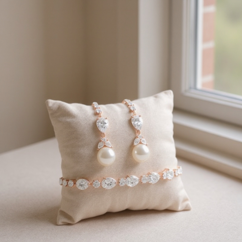 CUBIC ZIRCONIA COLLECTION -CLASSIC CRYSTAL BRACELET SET - ROSE GOLD