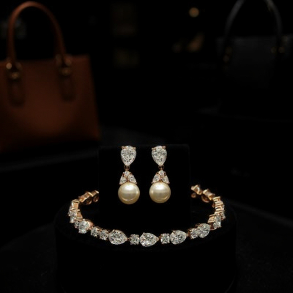 CUBIC ZIRCONIA COLLECTION -CLASSIC CRYSTAL BRACELET SET - ROSE GOLD