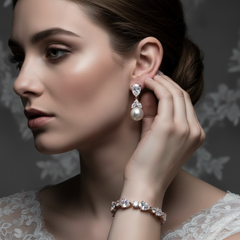 CUBIC ZIRCONIA COLLECTION -CLASSIC CRYSTAL BRACELET SET - ROSE GOLD