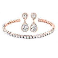 CUBIC ZIRCONIA COLLECTION - CHIC TENNIS BRACELET SET - ROSE GOLD