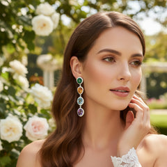 CUBIC ZIRCONIA COLLECTION - ART DECO STYLE EARRINGS - CZER856 MULTI