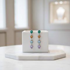 CUBIC ZIRCONIA COLLECTION - ART DECO STYLE EARRINGS - CZER856 MULTI