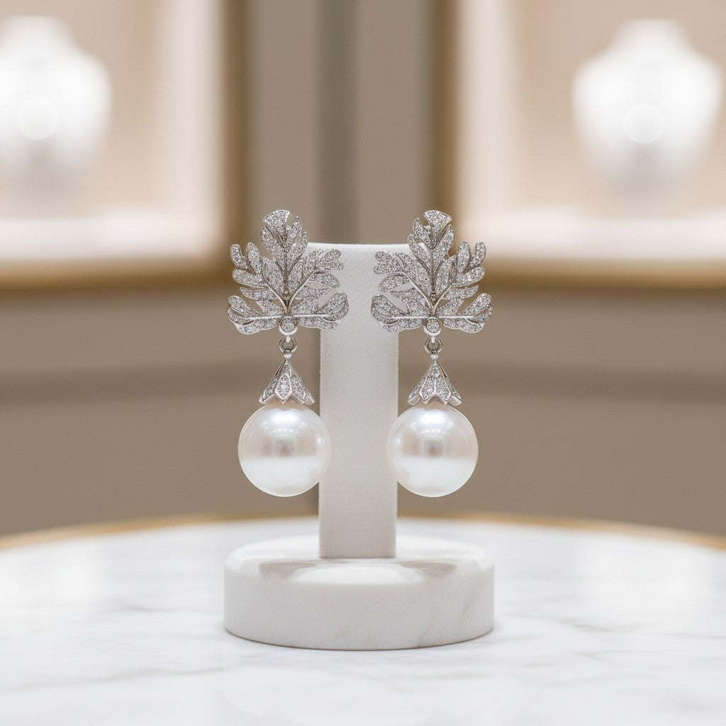 CUBIC ZIRCONIA COLLECTION - LUXE PEARL EARRINGS - CZER859 SILVER