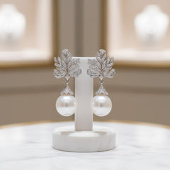 CUBIC ZIRCONIA COLLECTION - LUXE PEARL EARRINGS - CZER859 SILVER