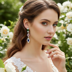 CUBIC ZIRCONIA COLLECTION - ART DECO EARRINGS - CZER860 SILVER