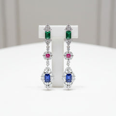 CUBIC ZIRCONIA COLLECTION - ART DECO EARRINGS - CZER860 SILVER