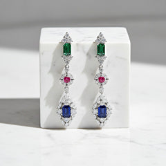 CUBIC ZIRCONIA COLLECTION - ART DECO EARRINGS - CZER860 SILVER