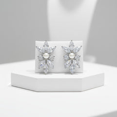 CUBIC ZIRCONIA COLLECTION - DAINTY SPARKLE EARRINGS - CZER861 SILVER
