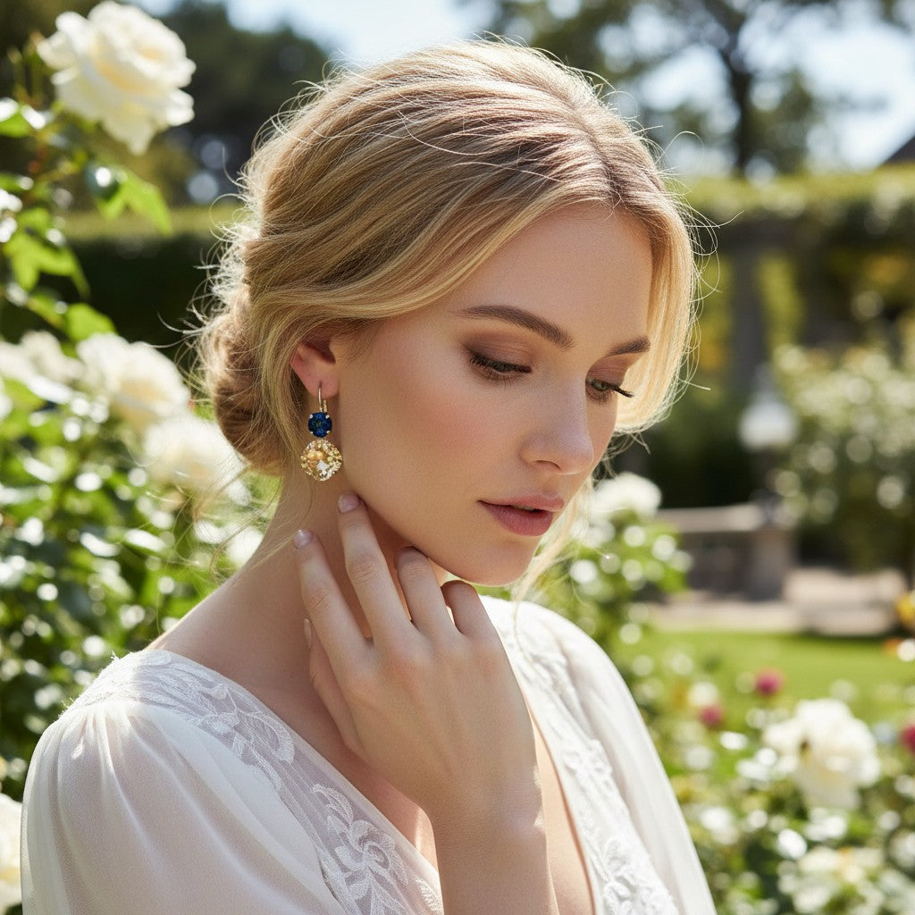 ATHENA COLLECTION - MONTANA BLUE EARRINGS - CZER864 GOLD