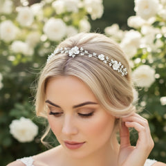 ATHENA COLLECTION - DAINTY FLOWER HAIRVINE - SILVER