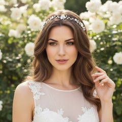 ATHENA COLLECTION - DAINTY FLOWER HAIRVINE - SILVER