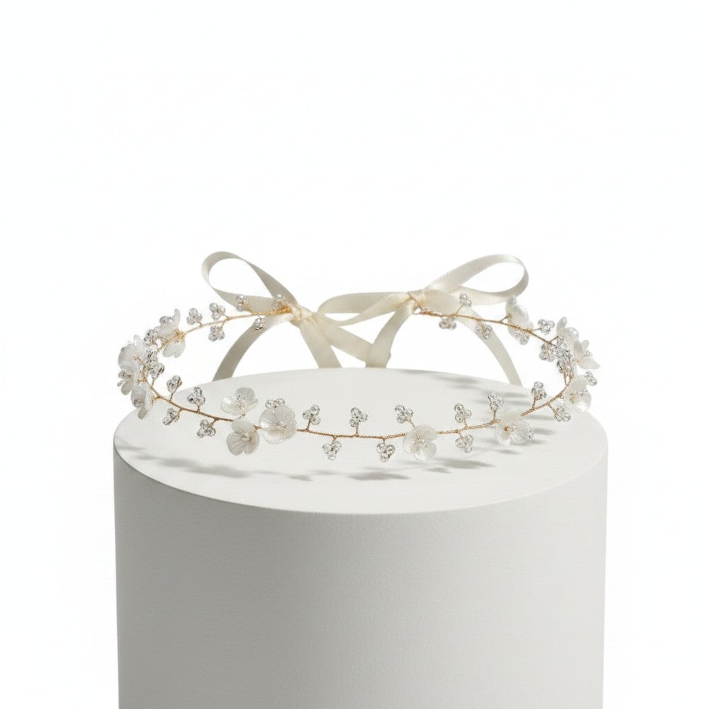 ATHENA COLLECTION - DAINTY FLOWER HAIRVINE - SILVER