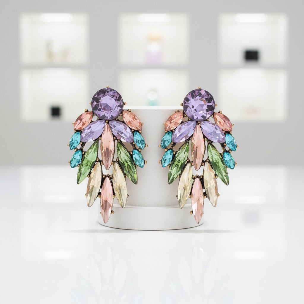 ATHENA COLLECTION - CRYSTAL DAZZLE EARRINGS -CZER866 MULTI