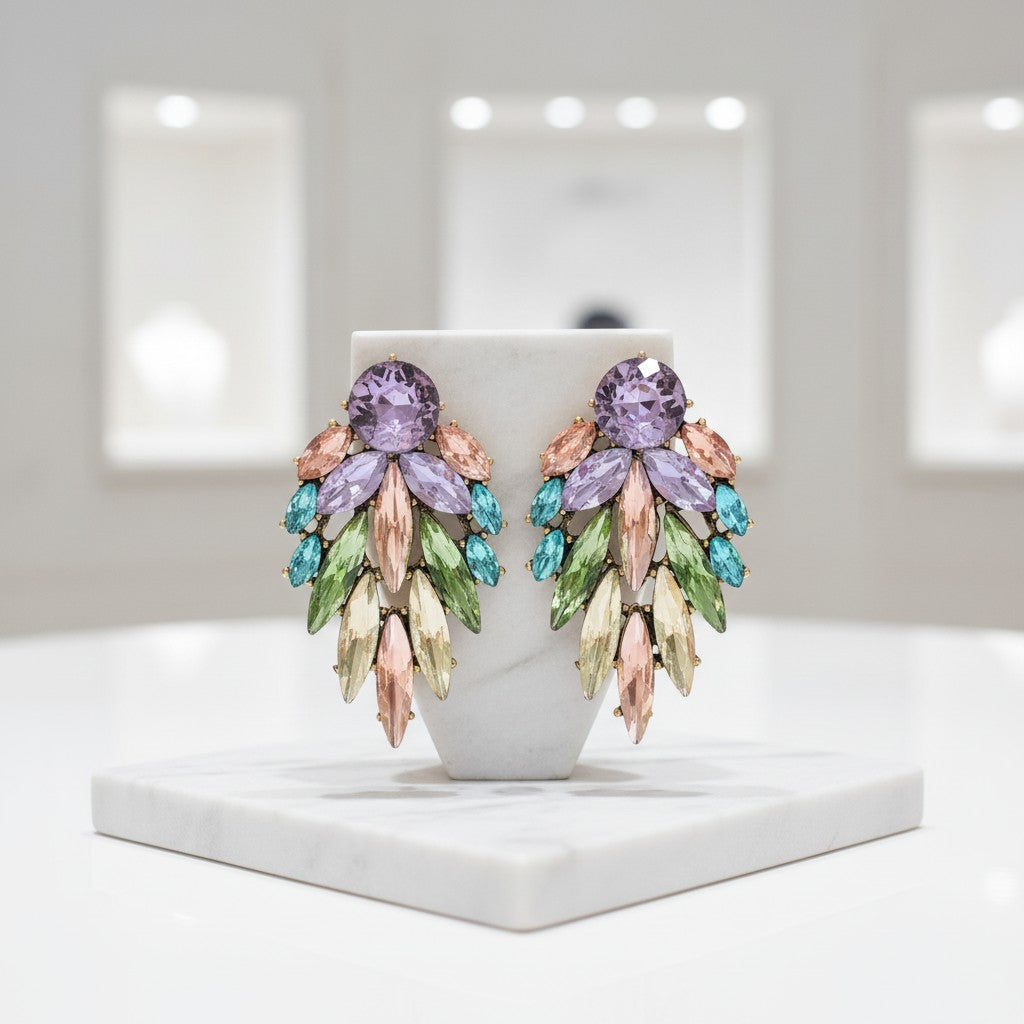ATHENA COLLECTION - CRYSTAL DAZZLE EARRINGS -CZER866 MULTI