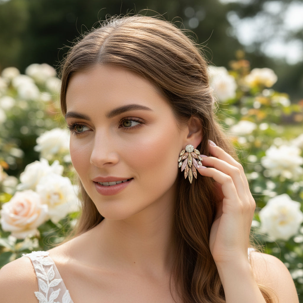 ATHENA COLLECTION - CRYSTAL DAZZLE EARRINGS -CZER866 PINK