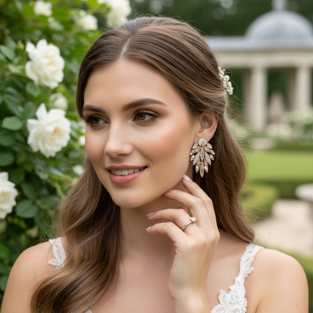 ATHENA COLLECTION - CRYSTAL DAZZLE EARRINGS -CZER866 PINK