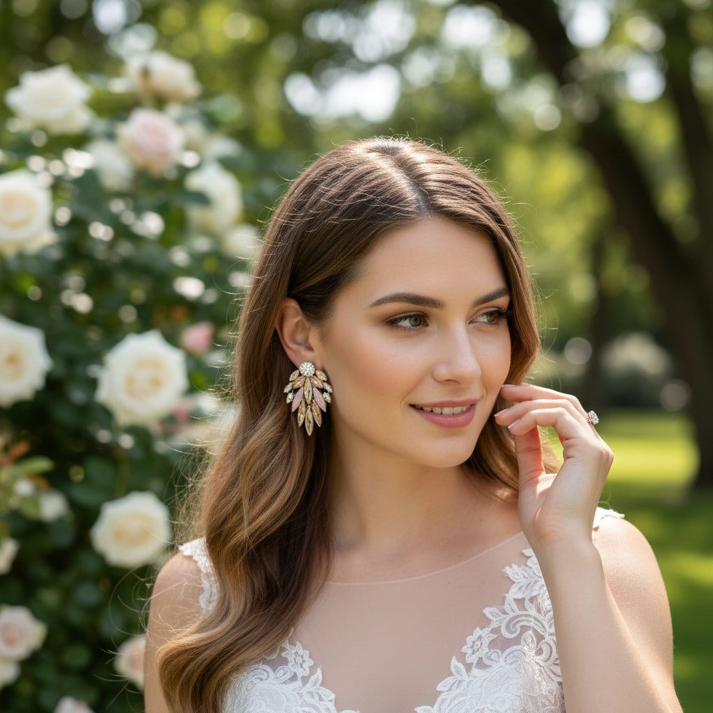 ATHENA COLLECTION - CRYSTAL DAZZLE EARRINGS -CZER866 PINK