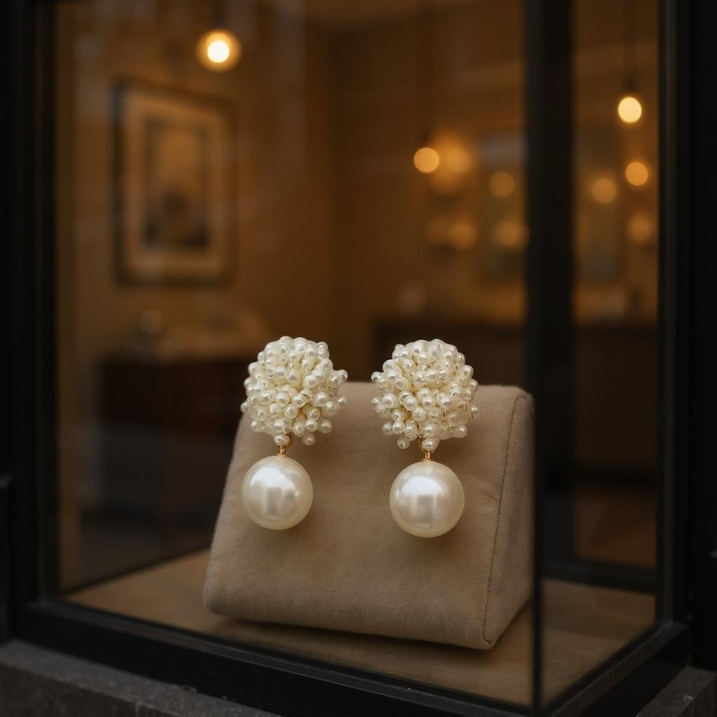 ATHENA COLLECTION - PEARL CLUSTER EARRINGS - CZER869 GOLD