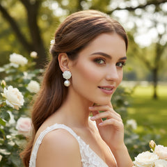 ATHENA COLLECTION - PEARL CLUSTER EARRINGS - CZER869 GOLD