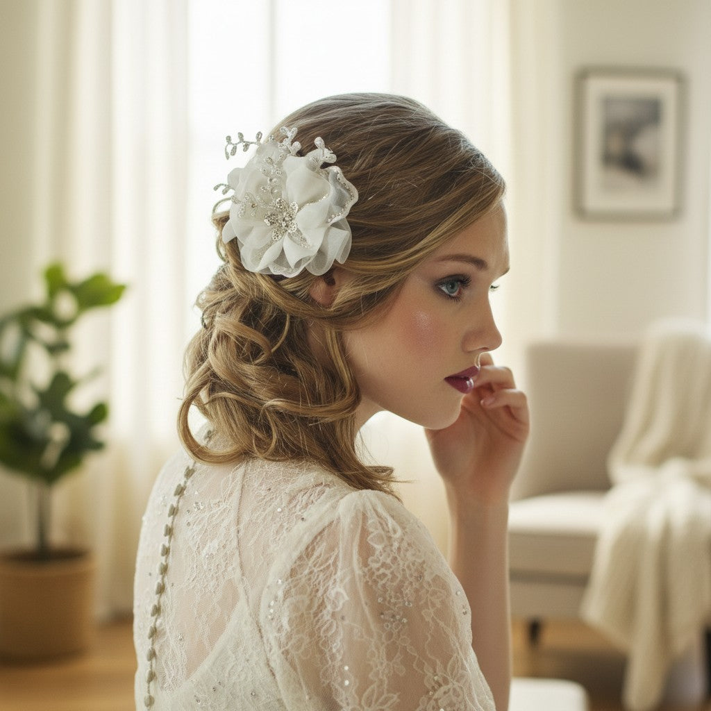 Verity Crystal Flower Headpiece - SASSB HP20- White