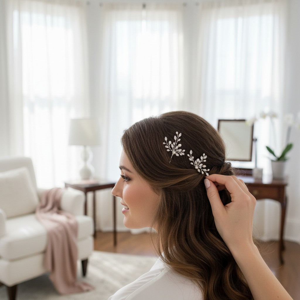 Elodie Crystal Pearl Hair Pin - SASSB- HP44