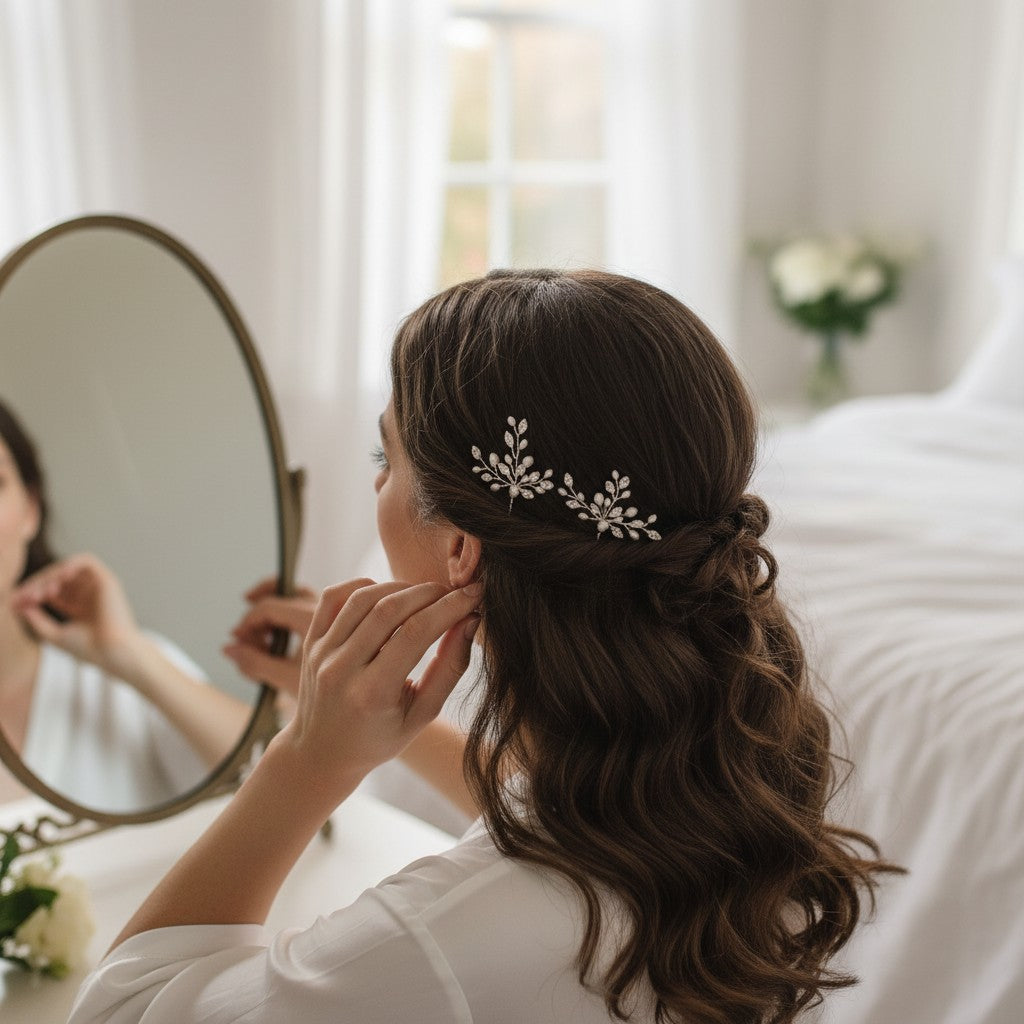 Elodie Crystal Pearl Hair Pin - SASSB- HP44