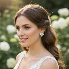 CUBIC ZIRCONIA COLLECTION - CHIC GEM EARRINGS - CZER855 SILVER