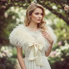 Ostrich Feather Stole - IVORY SASSB-SG4