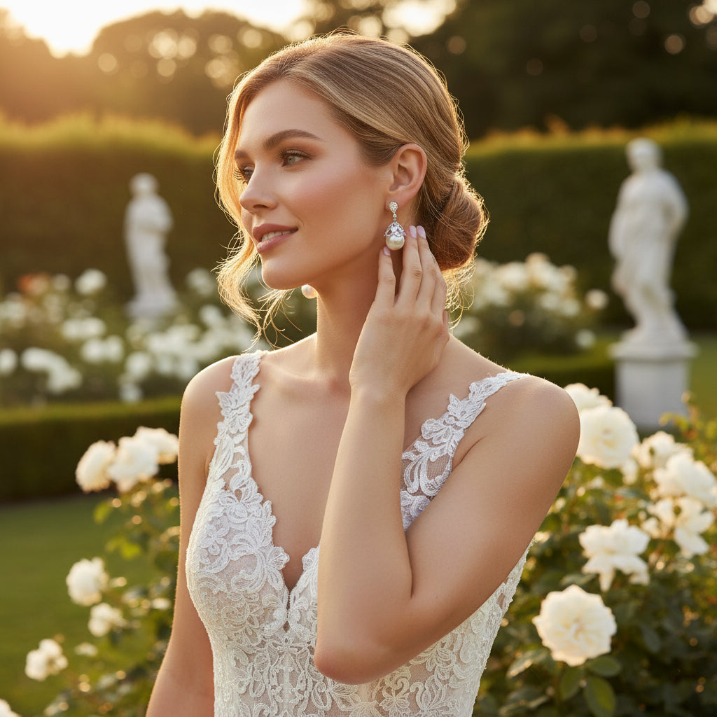 CUBIC ZIRCONIA COLLECTION - GATSBY INSPIRED EARRINGS - CZER872 SILVER