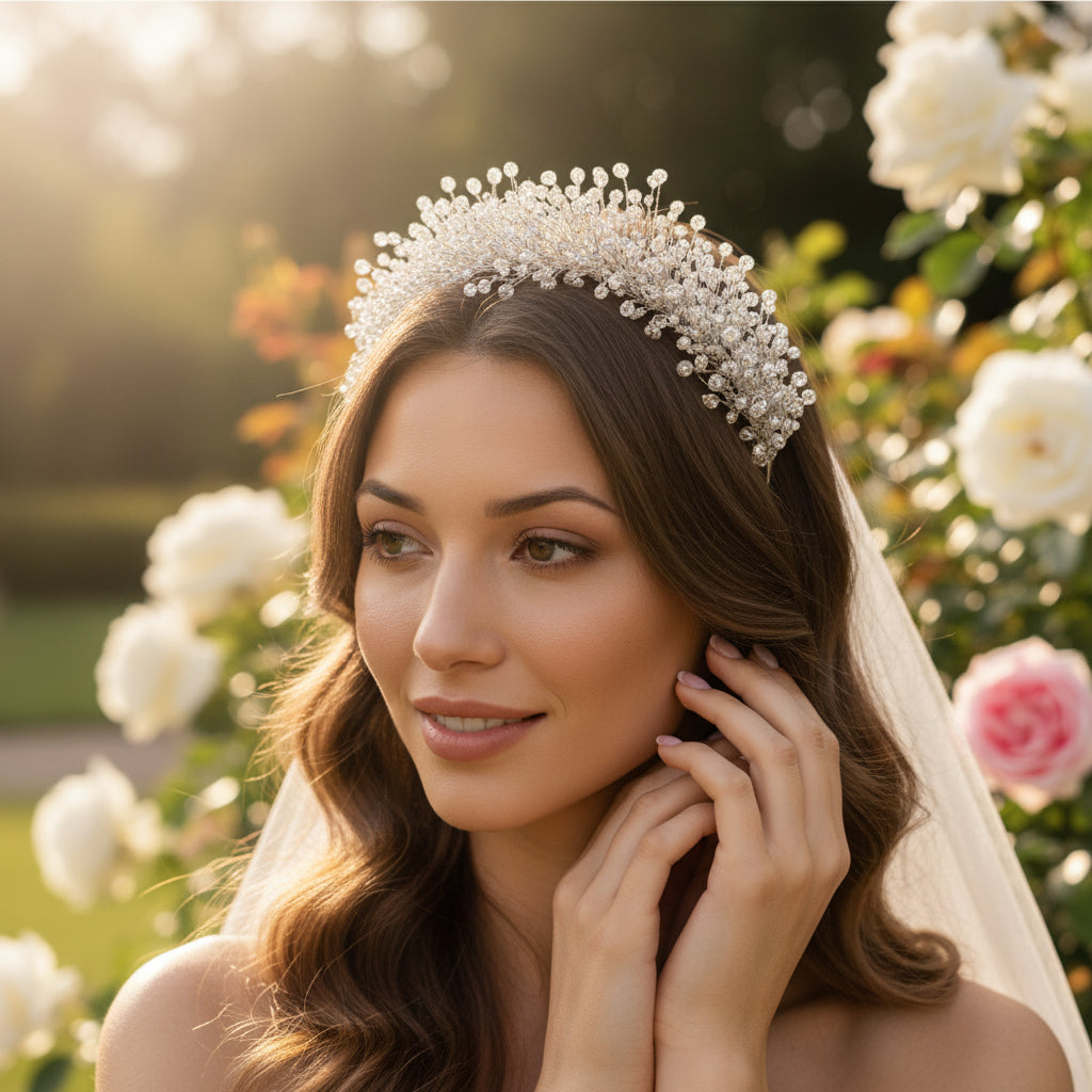 ATHENA COLLECTION - BEJEWELLED HEADBAND - AHB216 SILVER