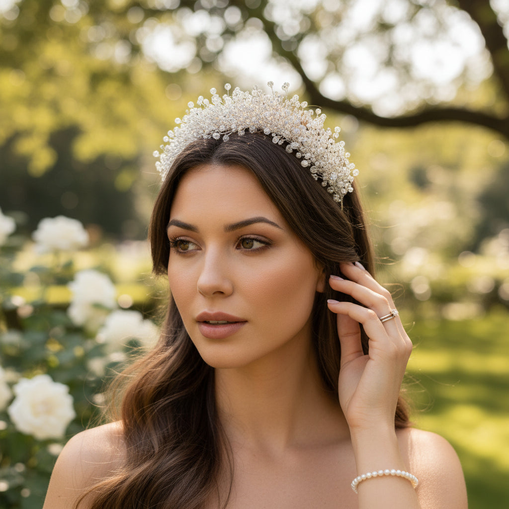 ATHENA COLLECTION - BEJEWELLED HEADBAND - AHB216 SILVER