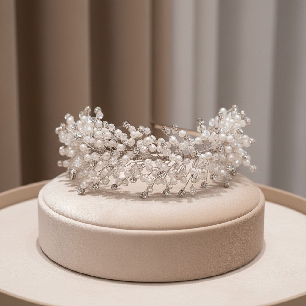 ATHENA COLLECTION - BEJEWELLED HEADBAND - AHB216 SILVER