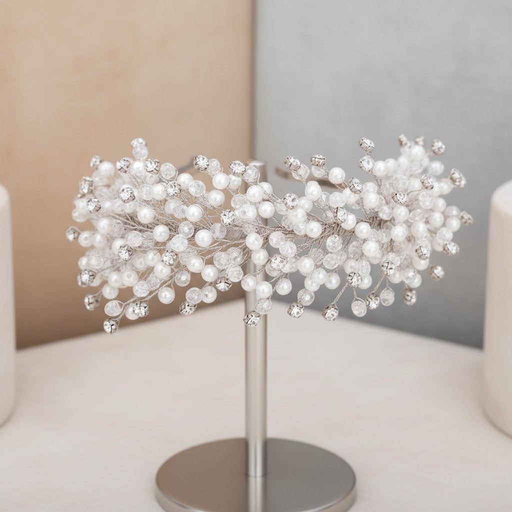 ATHENA COLLECTION - BEJEWELLED HEADBAND - AHB216 SILVER