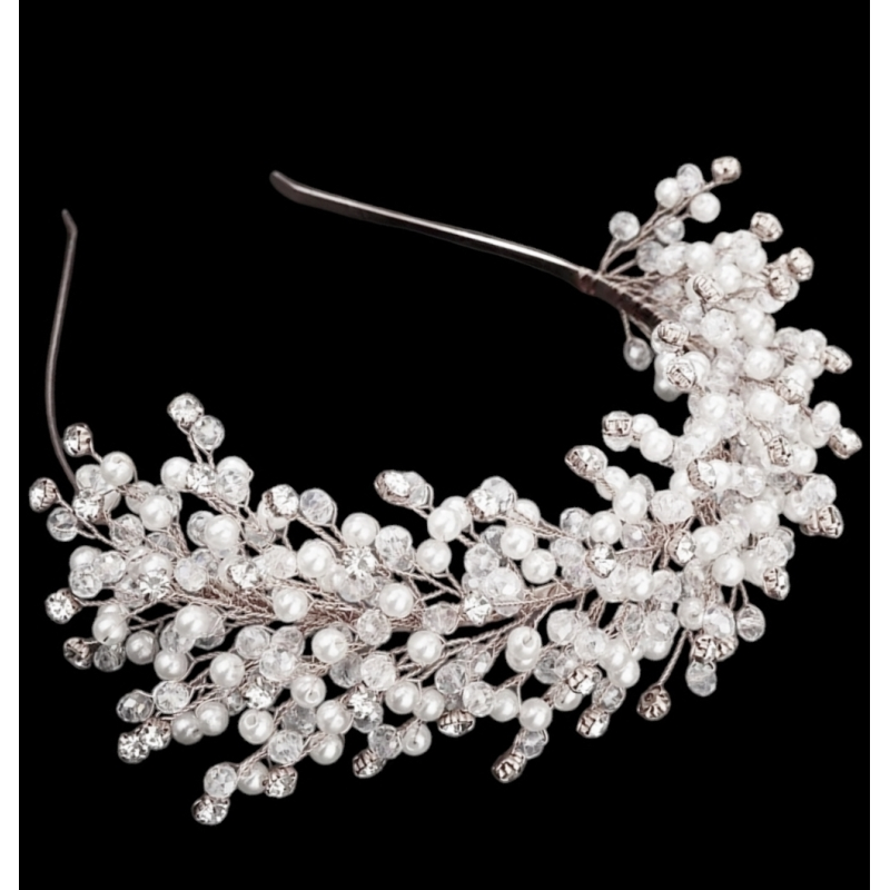 ATHENA COLLECTION - BEJEWELLED HEADBAND - AHB216 SILVER