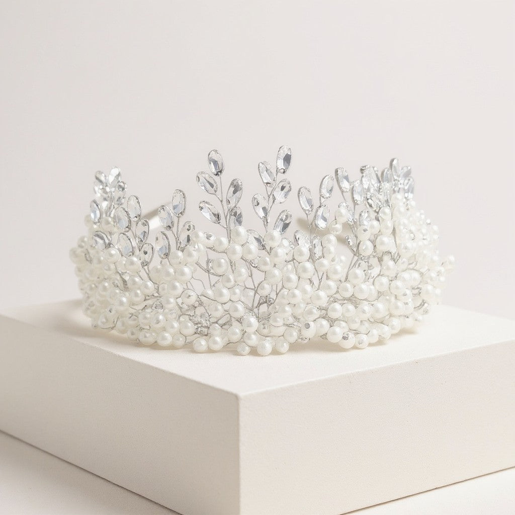 ATHENA COLLECTION - TIMELESS BEAUTY TIARA - SILVER AHB217