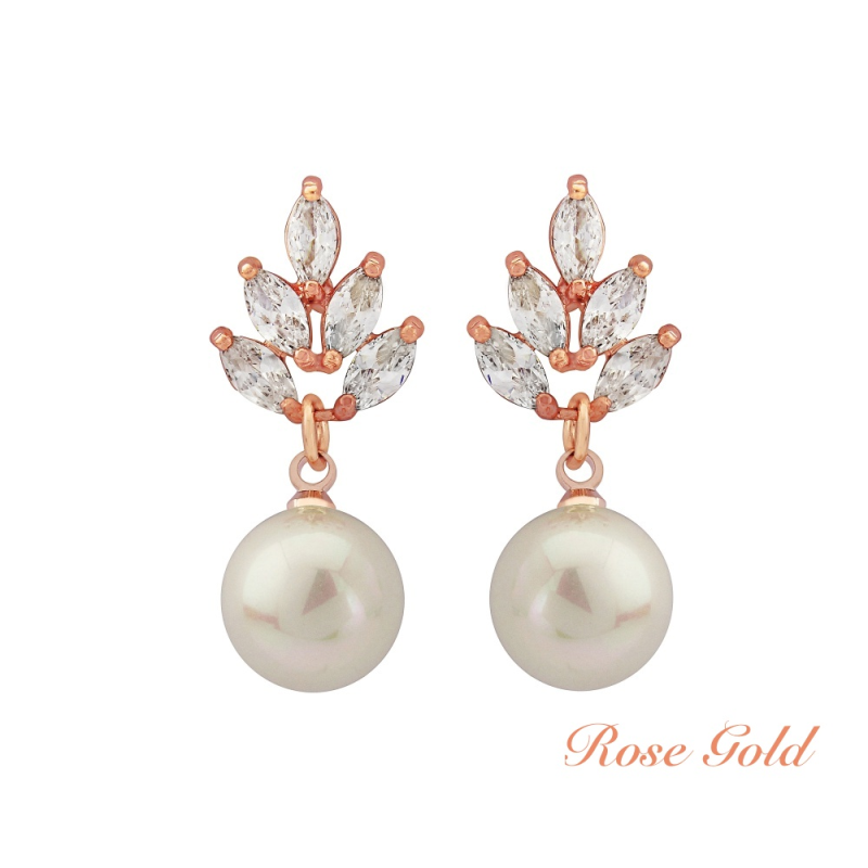 CUBIC ZIRCONIA COLLECTION - CHIC ROSE EARRING COLLECTION -ROSE GOLD