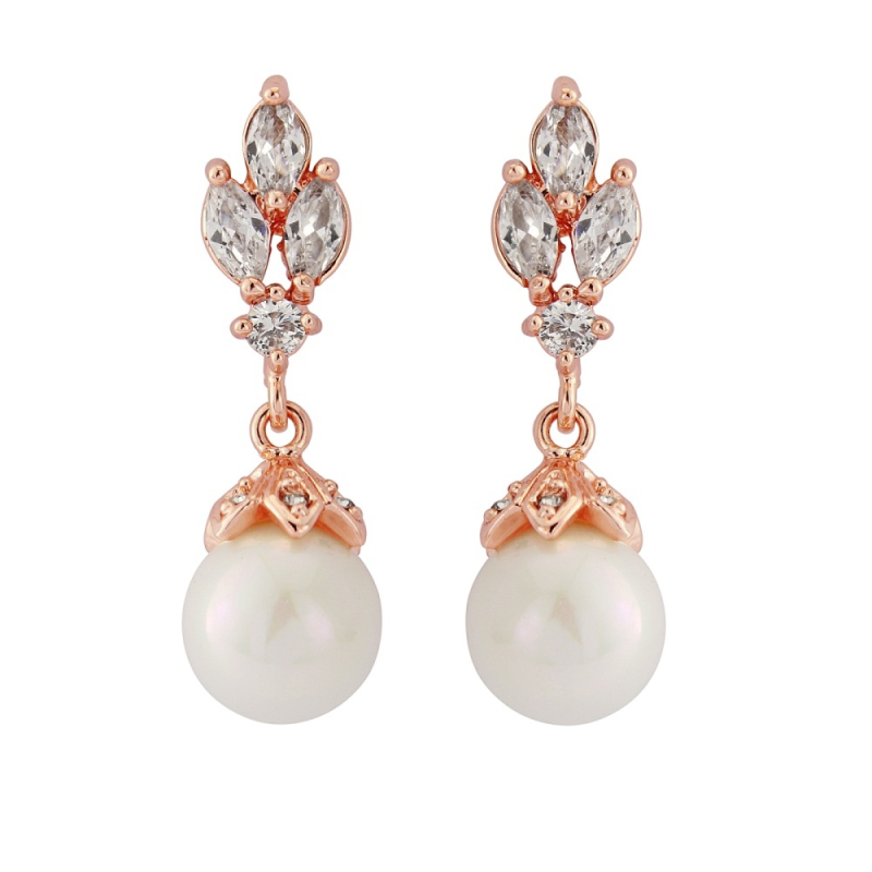 CUBIC ZIRCONIA COLLECTION - CHIC ROSE EARRING COLLECTION -ROSE GOLD