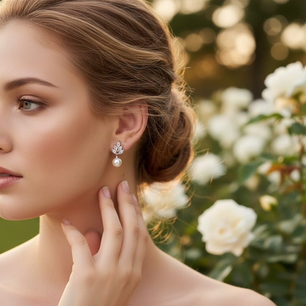 CUBIC ZIRCONIA COLLECTION - CHIC ROSE EARRING COLLECTION -ROSE GOLD