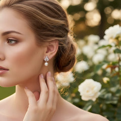 CUBIC ZIRCONIA COLLECTION - CHIC ROSE EARRING COLLECTION -ROSE GOLD