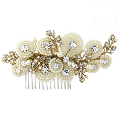 AMELIA LUXE PEARL HAIR COMB - (HC8)  SASSB- 14K GOLD