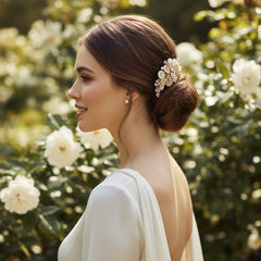 AMELIA LUXE PEARL HAIR COMB - (HC8)  SASSB- 14K GOLD