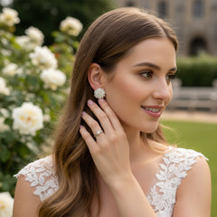 ATHENA COLLECTION - PEARL CLUSTER EARRINGS - CZER873 IVORY