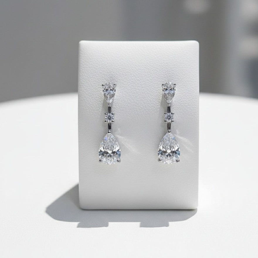 CUBIC ZIRCONOA COLLECTION - DAINTY SIMULATED DIAMOND EARRINGS - CZER874 SILVER