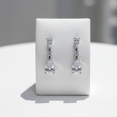 CUBIC ZIRCONOA COLLECTION - DAINTY SIMULATED DIAMOND EARRINGS - CZER874 SILVER