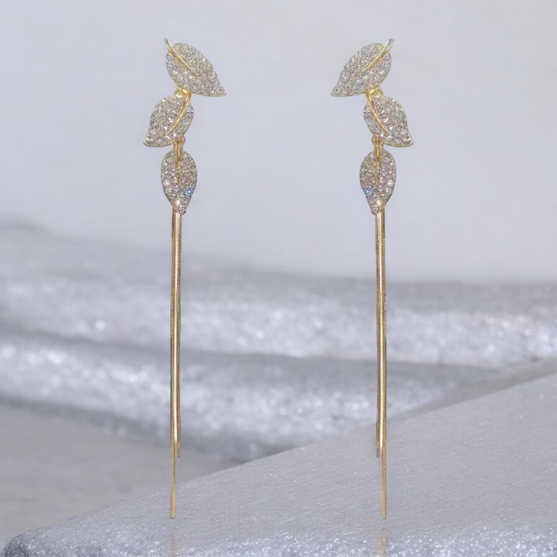 CUBIC ZIRCONIA COLLECTION - EXQUISITE CRYSTAL DROP EARRINGS - CZER876 GOLD