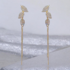 CUBIC ZIRCONIA COLLECTION - EXQUISITE CRYSTAL DROP EARRINGS - CZER876 GOLD