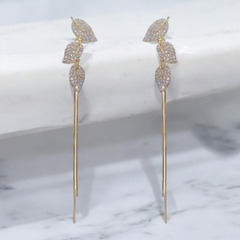 CUBIC ZIRCONIA COLLECTION - EXQUISITE CRYSTAL DROP EARRINGS - CZER876 GOLD