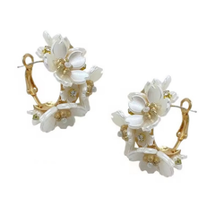 CUBIC ZIRCONIA COLLECTION - CHIC FLOWER EARRINGS -CZER878 GOLD